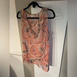 WOMENS JOIE ORANGE PATTERNED SLEEVELESS TANK SIZE SMALL